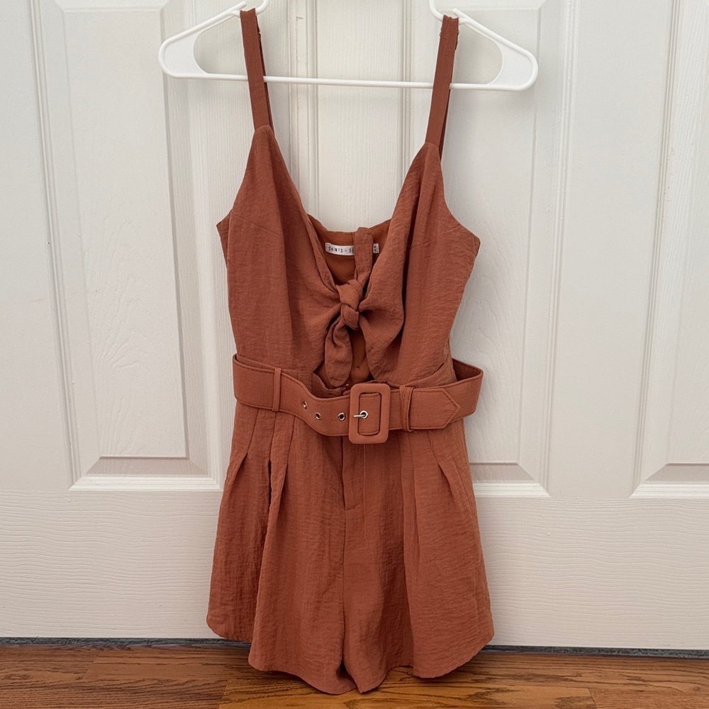 Saints and secrets tie front Romper with Belt